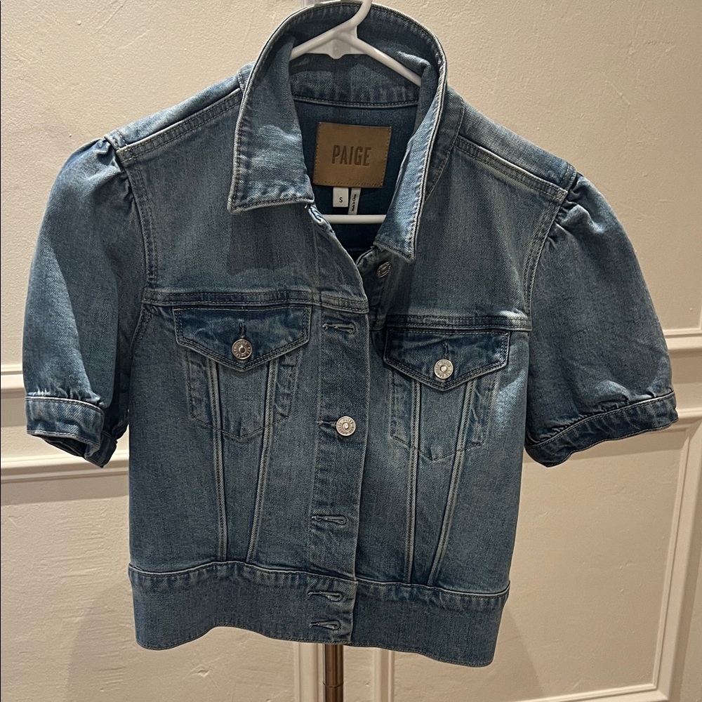 PAIGE Blue Short Sleeve Denim Jacket